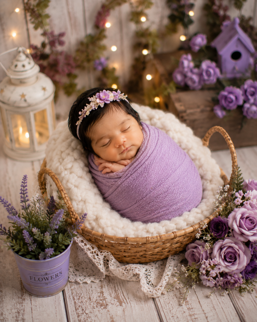 Newborn baby peacefully sleeping in a soft blanket